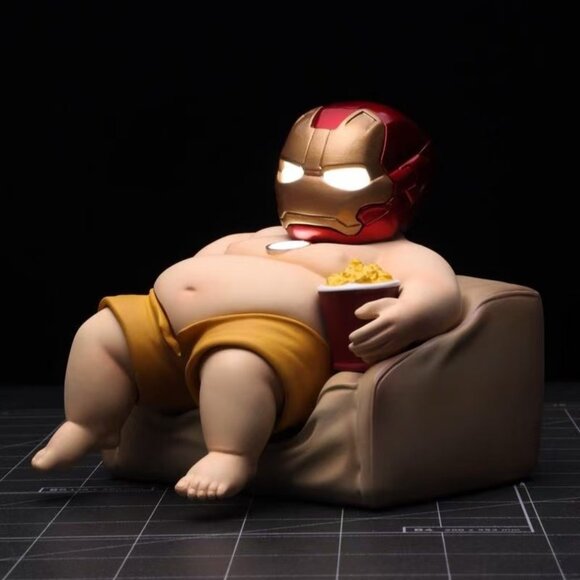 Chubby Armored Hero Figure - 11cm Lazy Sofa Pop Culture Decor (LED Eyes!) - Picture 3 of 4